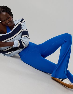 OFFLINE By Aerie Real Me High Waisted Crossover Flare Legging - Cobalt Jewel