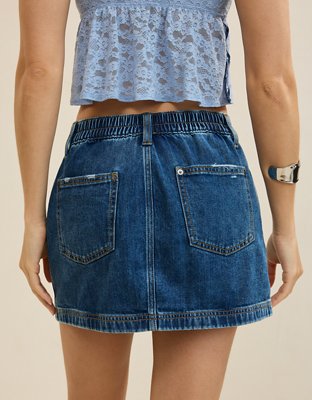Aerie Daydream Denim Mini Skirt - Rocky Blue