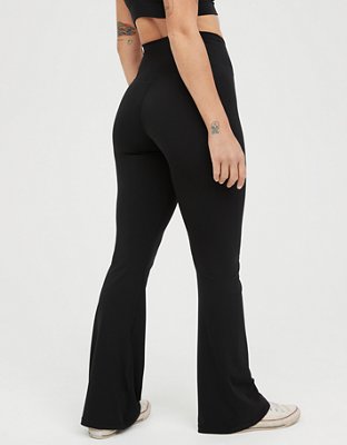 OFFLINE By Aerie Real Me High Waisted Crossover Flare Legging - True Black