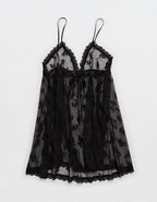 OVERSLEPT by Aerie Sheer Lace Nightie - True Black