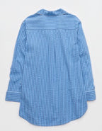 OVERSLEPT by Aerie Seersucker Oversized Shirt Nightie - Horizon Sky