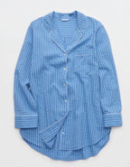 OVERSLEPT by Aerie Seersucker Oversized Shirt Nightie - Horizon Sky