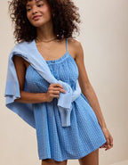 OVERSLEPT by Aerie Seersucker Babydoll Nightie - Horizon Sky