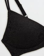 Sunnie Bloom Lace Wireless Push Up Bra - True Black