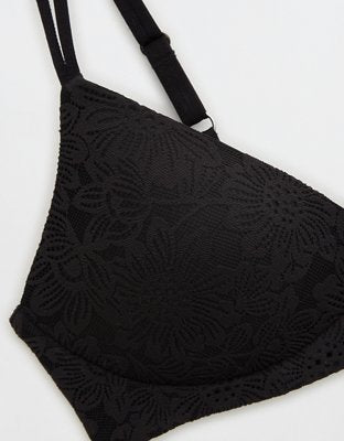 Sunnie Bloom Lace Wireless Push Up Bra - True Black