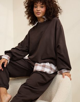 Aerie Jet Setter Crew Sweatshirt - Deep Earth