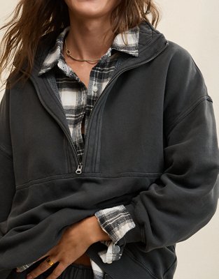 Aerie Oh Zip! Sweatshirt - Smoked Gray