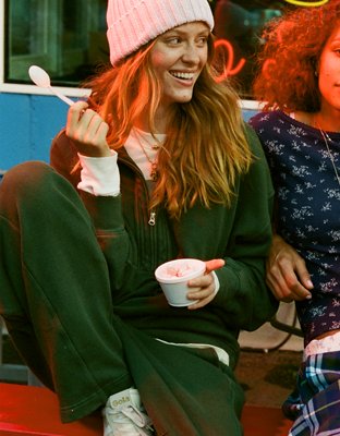 Aerie Oh Zip! Sweatshirt - Rugged Green
