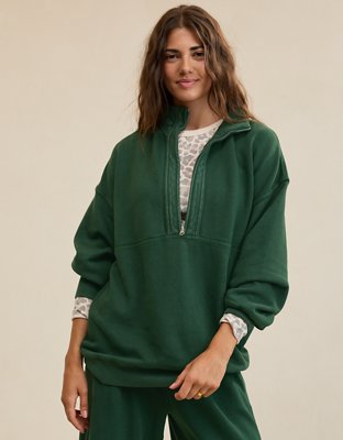 Aerie Oh Zip! Sweatshirt - Rugged Green