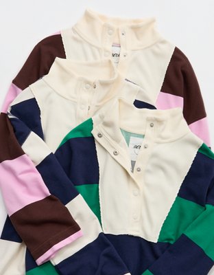 Aerie Quarter Snap Sweatshirt - Pine