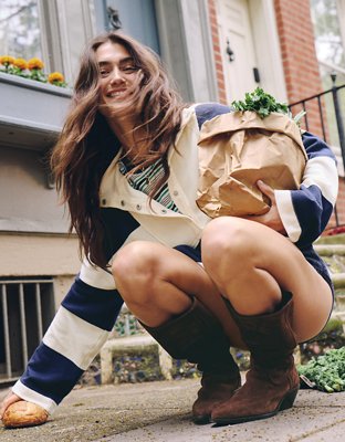 Aerie Quarter Snap Sweatshirt - Navy