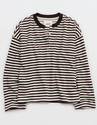 Aerie Alumni Henley Sweatshirt - Deep Earth