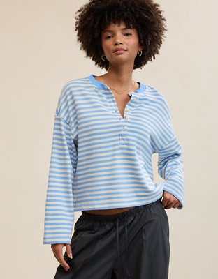 Aerie Alumni Henley Sweatshirt - Horizon Sky