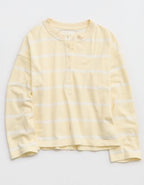 Aerie Alumni Henley Sweatshirt - Cozy Yellow