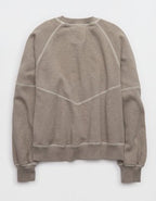Aerie Go-To Classic Length Crew Sweatshirt - Heathered Taupe