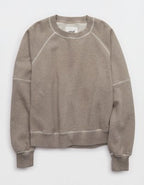 Aerie Go-To Classic Length Crew Sweatshirt - Heathered Taupe