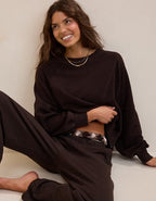 Aerie Go-To Classic Length Crew Sweatshirt - Deep Earth