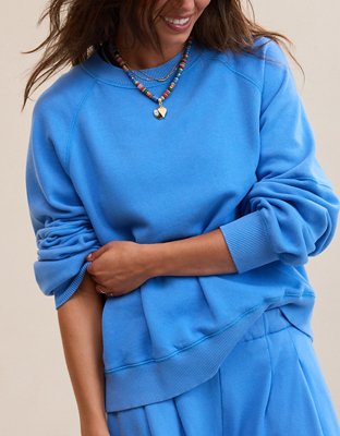 Aerie Go-To Classic Length Crew Sweatshirt - Rome Blue