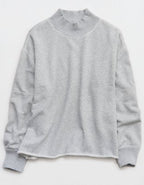 Aerie Layover Mockneck Sweatshirt - Medium Heather Gray