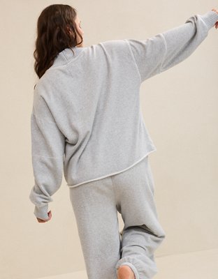 Aerie Layover Mockneck Sweatshirt - Medium Heather Gray