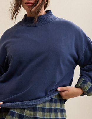 Aerie Layover Mockneck Sweatshirt - Navy