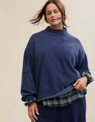 Aerie Layover Mockneck Sweatshirt - Navy