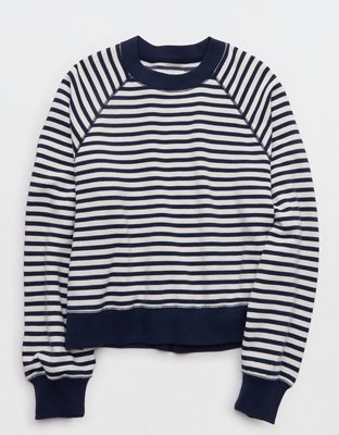 Aerie Go-To Classic Length Crew Sweatshirt - Navy