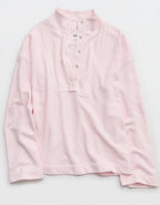 Aerie Quarter Snap Sweatshirt - Pink Petal