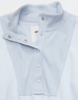 Aerie Quarter Snap Sweatshirt - Misty Sky