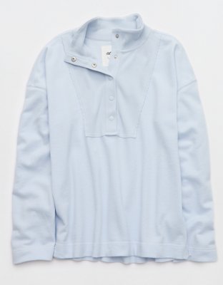 Aerie Quarter Snap Sweatshirt - Misty Sky