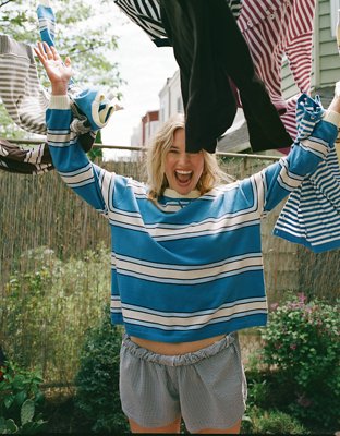 Aerie Sunday Soft Crew Sweater - Rome Blue