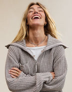 Aerie So Nostalgic Quarter Zip Sweater - Heathered Taupe