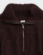 Aerie So Nostalgic Quarter Zip Sweater - Deep Earth