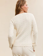 Aerie Cotton Cable Henley Sweater - Natural