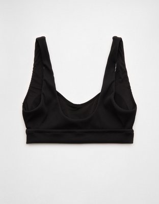 Aerie Banded Wide Strap Scoop Ribbed Bikini Top - True Black
