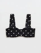 Aerie Ruched Wide Strap Bandeau Bikini Top - True Black