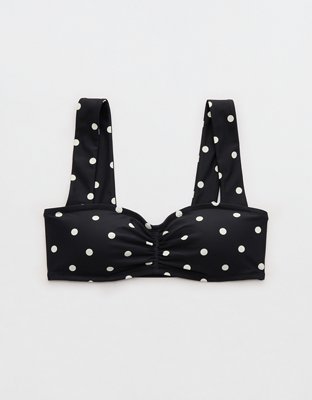 Aerie Ruched Wide Strap Bandeau Bikini Top - True Black
