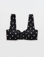 Aerie Ruched Wide Strap Bandeau Bikini Top - True Black