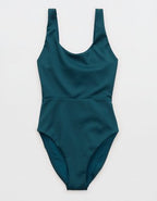 Left On Friday Double Scoop One Piece Suit - Aqua Turquoise