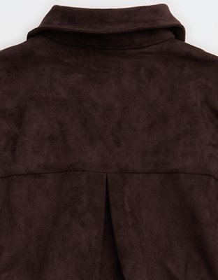 Aerie Faux Suede Bomber Jacket - Deep Earth