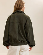 Aerie Faux Suede Bomber Jacket - Festive Olive