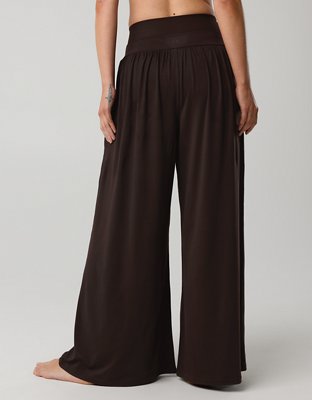OFFLINE By Aerie The Hugger Go With The Flow Super Wide Leg Pant - Deep Earth