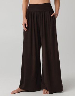 OFFLINE By Aerie The Hugger Go With The Flow Super Wide Leg Pant - Deep Earth