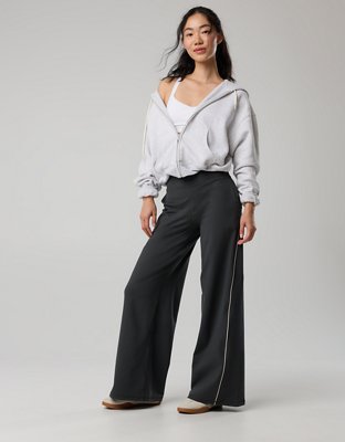OFFLINE By Aerie The Hugger Piping Wide Leg Pant - Smoked Gray