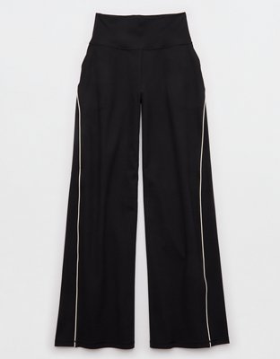 OFFLINE By Aerie The Hugger Piping Wide Leg Pant - True Black