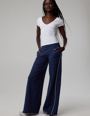 OFFLINE By Aerie The Hugger Piping Wide Leg Pant - Royal Navy