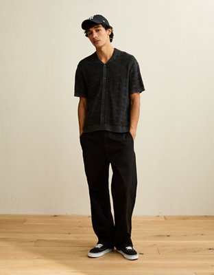 AE Garment-Washed Sweater Polo - Dark Shadow