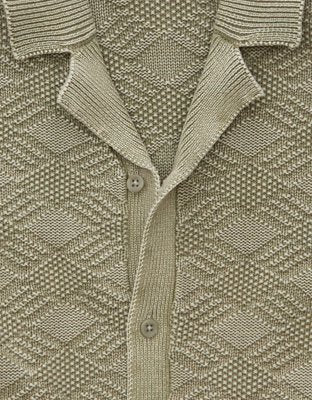 AE Garment-Washed Sweater Polo - Olive