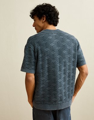 AE Garment-Washed Sweater Polo - Navy