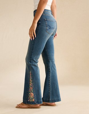 AE Super High-Waisted Embroidered Flare Jean